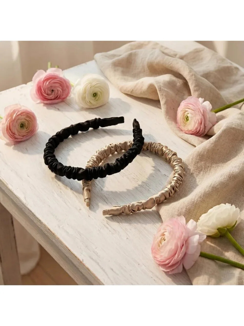 2 Pcs Mulberry Silk Headbands for Women - No-Slip, No-Headache Hair Accessories